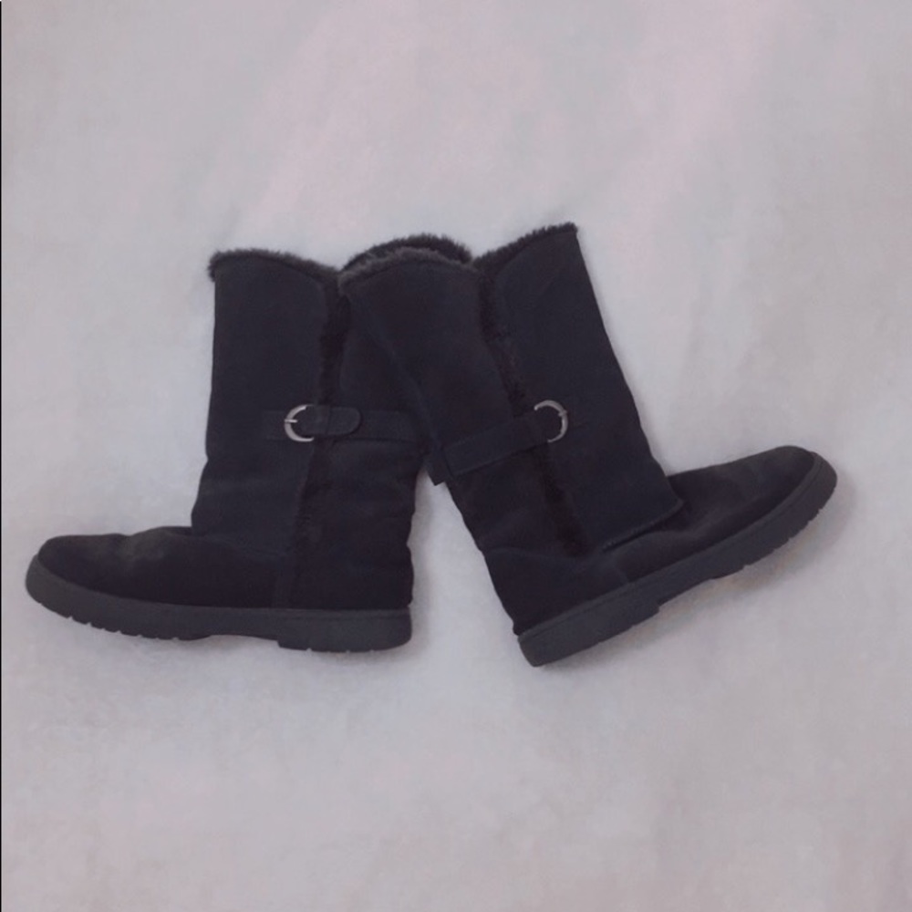 Navy Blue Suede Boots